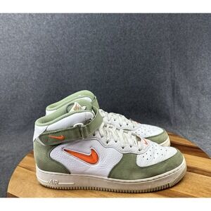 Nike Men's Air Force 1 Mid QS White Green Orange Jewel Shoes Sneakers Sz 11